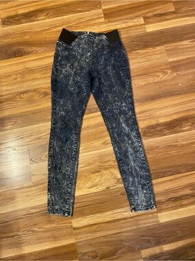 Nicki Minaj Acid Wash Blue Jeggings with Black Waistband